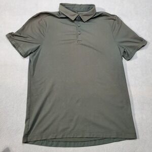 Lululemon Polo Shirt Mens Medium Olive Green Short Sleeve Performance Stretch